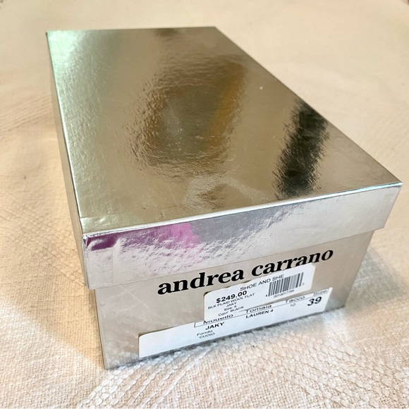 Andrea Carrano Jaky Lauren Black & Gold Wool Plaid Flats US9 EU39 - Picture 3 of 14